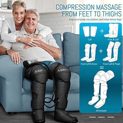 AICUTTI Christmas Gifts for Women, Men, Air Compression Foot and Leg Massager with Heat Gifts for Dad, Mom from Daughter, Son, Gifts for Mothers Day, Fathers Day, Birthday, Helps for Swelling, Edema