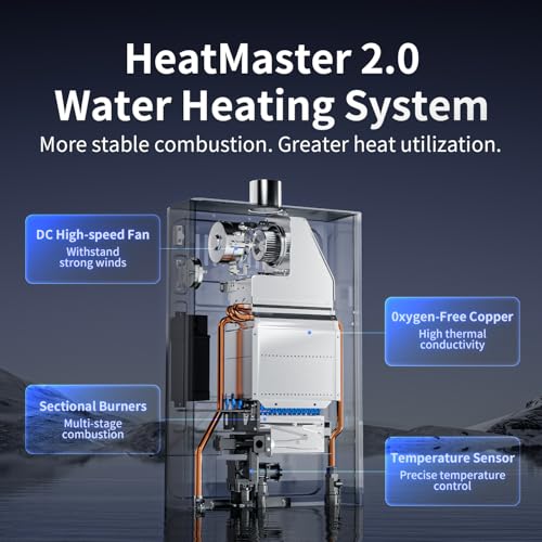 Ranein Natural Gas Tankless Water Heater with Vent Pipe, Indoor Max 3.6 GPM, 80,000 BTU Instant Hot Water Heater