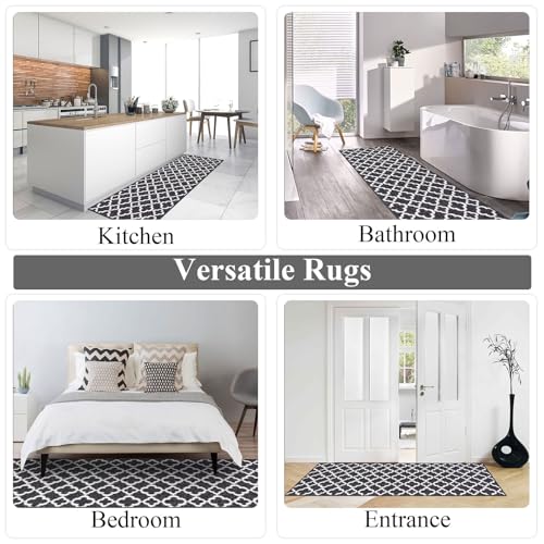 U'Artlines Runner Rug for Hallway 2×6feet Non Slip Kitchen Floor Carpet Runners Beige Geometric Pattern Machine Washable Area Rug for Entryway Bathroom