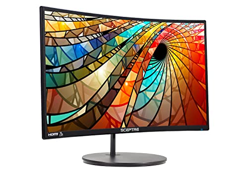 Sceptre 27" Curved 75Hz LED Monitor C278W-1920R Full HD 1080P HDMI DisplayPort VGA Speakers, Ultra Thin Metal Black, 1800R immersive curvature, 2018,Metallic Black