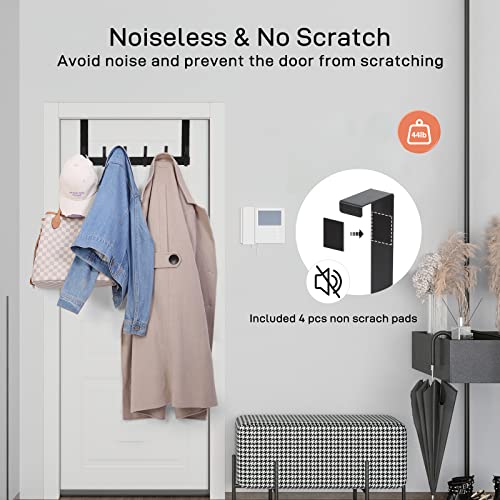 Optish Over The Door Hooks, Door Hanger Hooks for Hanging, Over The Doors Towel Racks for Bathroom with 12 Coat Hook, Coat Rack Dorm Essentials Bathroom Accessories(1 Pack, Black)