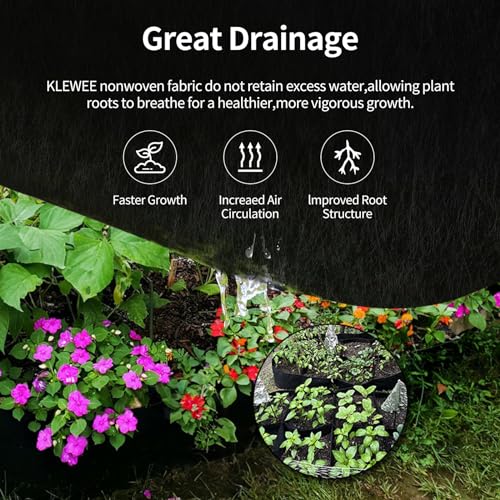 Fabric Raised Garden Bed, Square Plant Grow Bags, Large Durable Rectangular Reusable Breathe Cloth Planting Container for Vegetable, 4 Grids Heavy Pot for Potato, Carrot, Onion, Flower