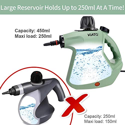 Kiato Handheld Steam Cleaner, 10 in 1 Handheld Steamer for Cleaning, Upholstery Steam Cleaner for Surface Cleaning Home, Sofa, Car, Office, Green