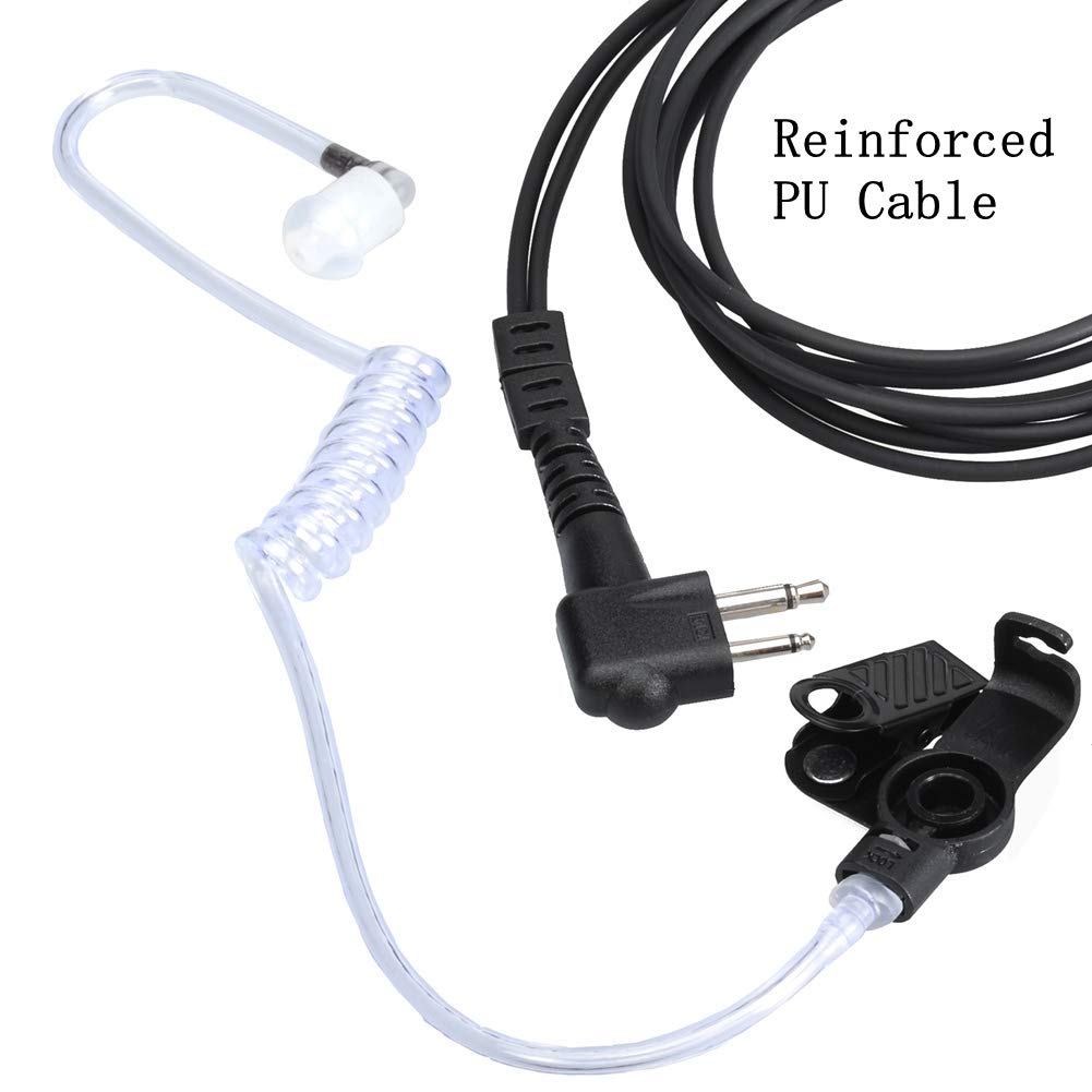 KCTIN Earpieces for Motorola Walkie Talkies with Mic 2 Pin Acoustic Tube Headset and PPT for CP200 GP2000 XU1100 PRO1150 MU12 (2 Pack)