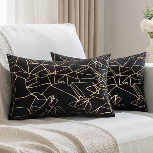 JELLYMONI Set of 2 Suede Pink Throw Pillow Covers with Silver Streaks - 18 x 18 inch Glitter Decorative Cushion Covers for Couch, Sofa, Bed - Luxuriously and Sparkling Metallic Design