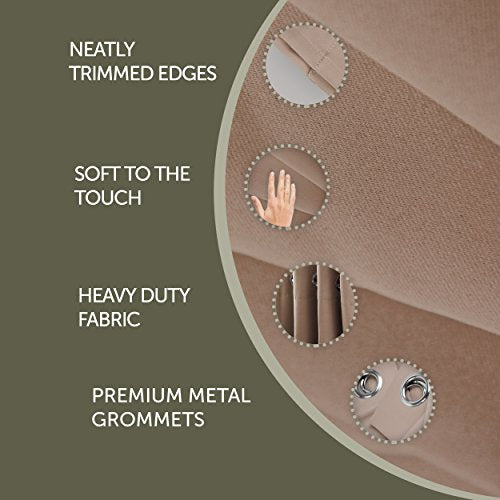 Rod Desyne Window Thermal Isulated Blackout Curtain with Metal Grommet, 52" x 96", Beige - 1 Panel