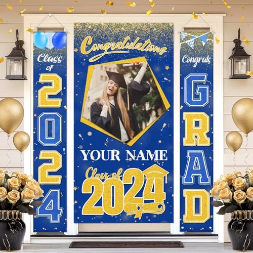 Graduation Yard Signs Class of 2024 - Blue Graduation Decorations - 2024 Graduation Party Decorations - Congratulations Banner for College High School