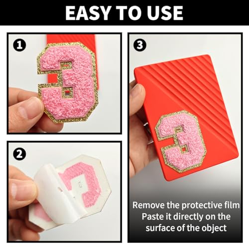 TXSN 10PCS Self Adhesive Chenille Letter Patches, Colorful Iron on Letter Glitter Patches Varsity Patches, R