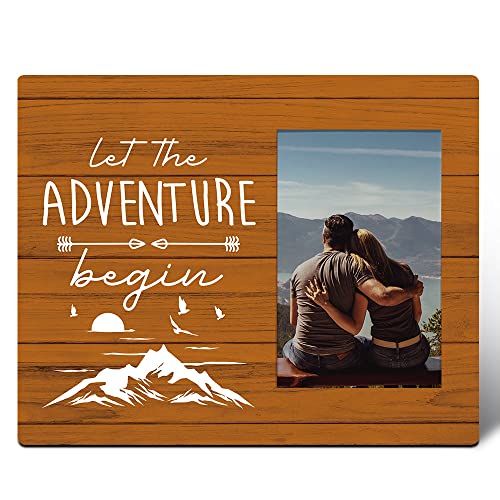 Engagement Wedding Picture Frame Gifts, Let The Adventure Begin, Romantic Wedding gifts for or Couples Wife Husband, Valentine's Day Gifts for Her Hhim Girlfriend Boyfriend, Retired Gifts