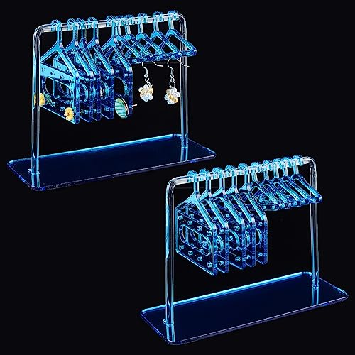 PH PandaHall 2 Set Acrylic Earring Holder, Coat Hanger Jewelry Display 60 Holes Dangle Earring Hanging Organizer Ear Studs Display Rack for Retail Show Personal Exhibition, 5.9x2.3x4.1inch