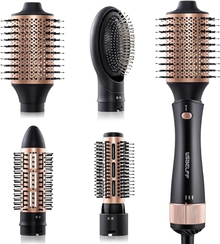 Hair Blow Dryer Brush Set - Versatile Detachable Negative Ion Styler Kit, Ceramic Barrel Hot Air Brush Tools for Volumer, Dry, Slightly Curly, for Women Middle to Long Hair