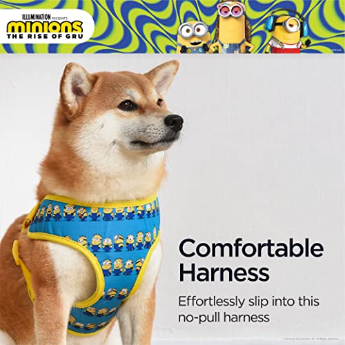Minions Dog Harness, Small, Blue Minions in a Row | Comfortable Mesh No-Pull Dog Harness| Gifts for Minions Fans and their Pets | Officially Licensed Pet Product from Universal Studios
