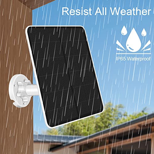 7W Solar Panel for Security Camera Outdoor, 5V Solar Panel Charger, Compatible with Rechargeable Battery Powered Cam, Micro USB & USB-C Port, 9.8ft Cable, 360° Adjustable Bracket (2 Pack)