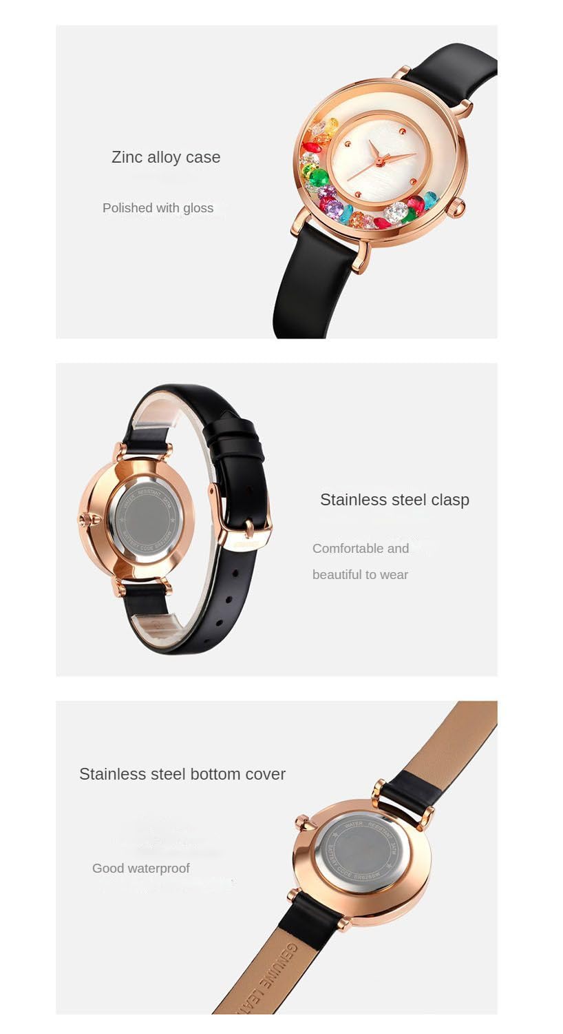 BESTKANG Vintage Women's Watch Quartz Watch Fashion Analog Dial Wrist Watch Leather Strap Watches for Women (Silver)