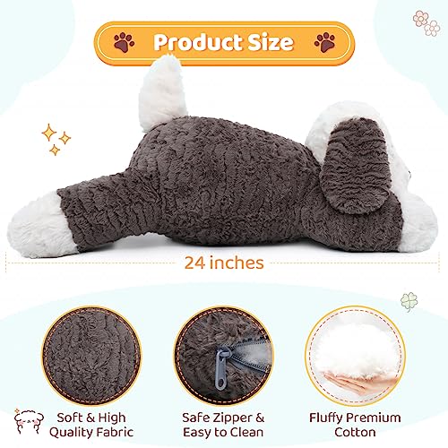 MorisMos 24inch 4Lbs Weighted Microwavable Stuffed Animal, Large Weighted Stuffed Dog Plush, Heatable Unscented Dog Throw Pillow