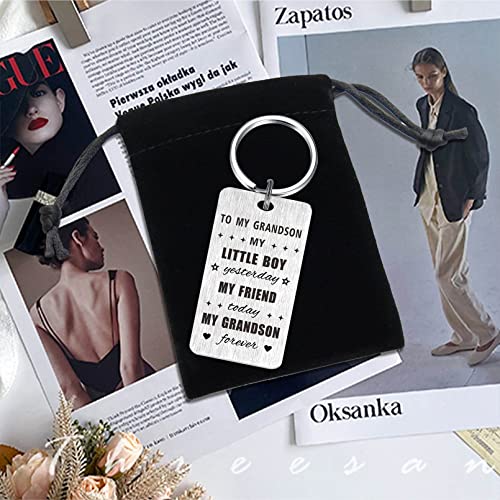 Gezxin Grandson Keychain Gifts-Grandson Father's Day Gift from Grandma Grandpa-My Grandson Birthday Graduation Ideas from Grandparent, Our Grandson Wedding Christmas Valentines Day Presents