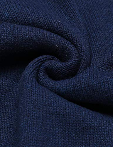 COOFANDY Men's Shawl Collar Sweaters V-Neck Relaxed Fit Cable Pullovers Brown