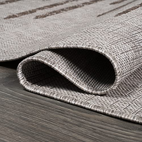 JONATHAN Y SMB124E-9R Zolak Berber Stripe Geometric Black/Ivory 9' Round Indoor/Outdoor Area Rug, Pet Friendly, Non-Shedding, Stain Resistant, Easy-Cleaning for Backyard, Patio, Porch