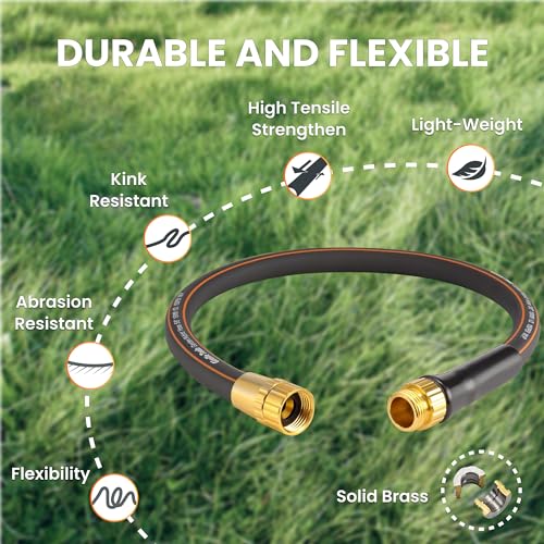 Giraffe Tools Garden Hose 25ft x 5/8", Water Hose Heavy Duty, Flexible, Lightweight Hybrid Hose with Swivel Handle, Male to Female Fittings, Burst 600 PSI