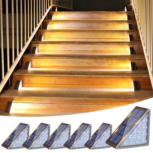 VOLISUN Solar Step Lights Outdoor Waterproof, LED Outdoor Stair Lights, Solar Step Light for Outside, Solar Deck Lights Outdoor Decor for Stair,Front Porch and Patio(Brown,6 Pack)