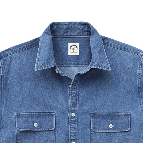 Dubinik®Work Shirts for Men Mens Short Sleeve Button Down Shirts Mens Work Shirts Two Pocket Cotton Rugged Casual Western Z Navy
