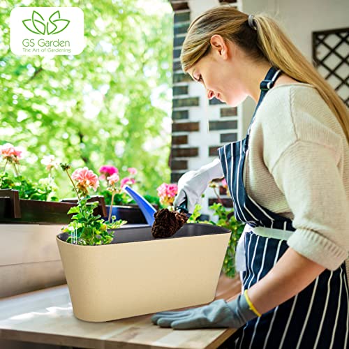 GS Garden 16" Self Watering Planters Window Box 2 Pack with Water Level Indicator Herbs Plants (Rocky Black)