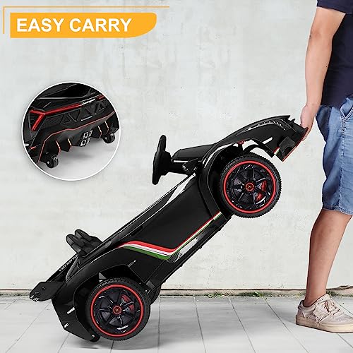 Winado 12V Ride on Car, Electric Vehicle Licensed Lamborghini Veneno for Kids, Battery Powered Car Toy w/Parent Control, Hydraulic Doors, 3 Speeds, LED Headlights, Horn, Engine Sounds - Black