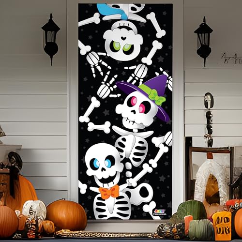 JOYIN 30”x72” Door Cover Covers Halloween Decorations Indoor Door Home Decor Haunted House Halloween Stickers Party Supplies Favors Garage Door Window Wall Cover Cute Skeleton