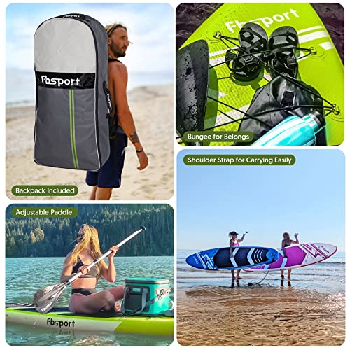 FBSPORT 11' Premium Inflatable Stand Up Paddle Board, Yoga Board with Durable SUP Accessories & Carry Bag | Wide Stance, Surf Control, Non-Slip Deck, Leash, Paddle and Pump for Youth & Adult