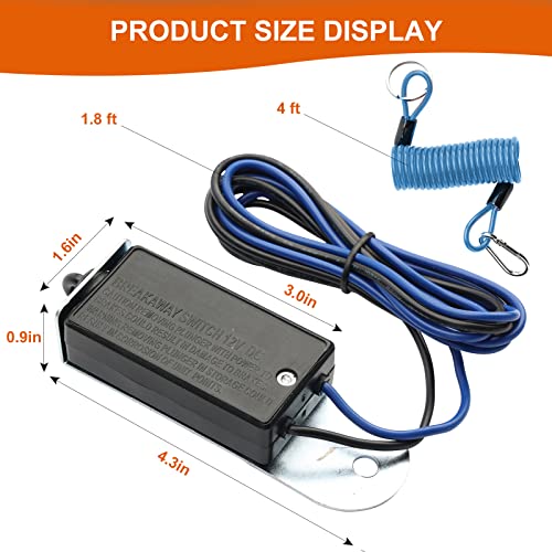 Rnigs Trailer Breakaway Switch, 6ft Breakaway Coiled Cable with Electric Brake or RV Towing Trailer(Blue)