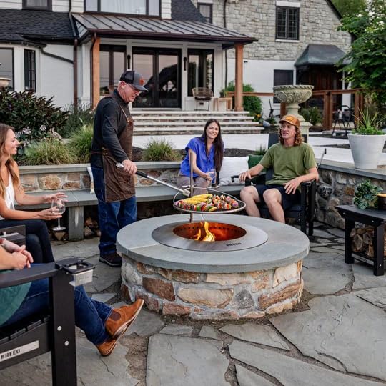 Breeo Zentro Stainless Steel Fire Pit Insert - Smokeless Firepit Ring Insert for Outdoor Fire Pit - for Outside Block, Stone, & Concrete Backyard Firepit Surrounds - Lid Included - Round 24"