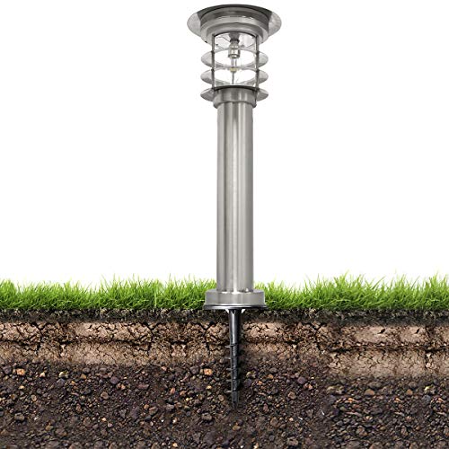 Gama Sonic Solar Pathway Light, Stainless Steel Bollard LED Lamp, Waterproof Outdoor Landscape Lights (GS-214)
