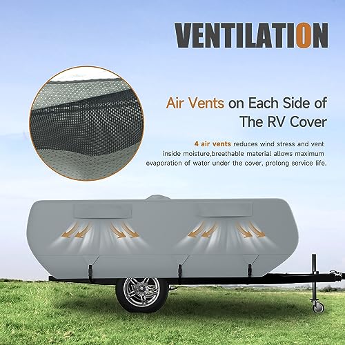 Travel Trailer Cover, 7 Layers Fiberglass Camper RV Cover (Fits 8' - 10' Trailers), Tear Resistant Waterproof Motohome Trailer Cover