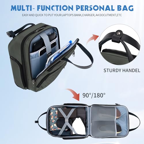 KROSER Carry On Underseat Multi-functional, 16-inch Underseater Lightweight Overnight Suitcase for Women, Army Green