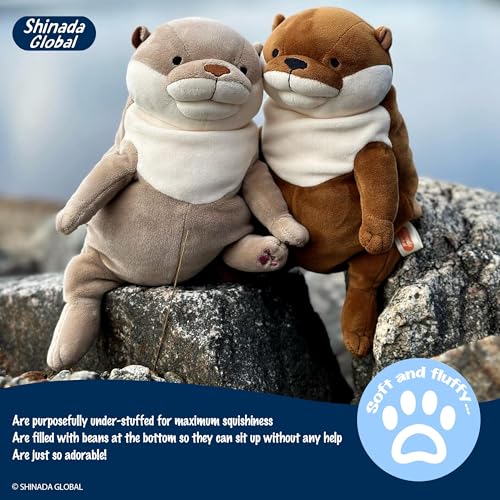 Shinada Global Original Mochi Otter Plushies - Squishy and Cute Sea Otter Plushies for Girls Boys, Kawaii Ultrasoft Polyester Fabric, Huggable & Durable, 11.8in(Brown)