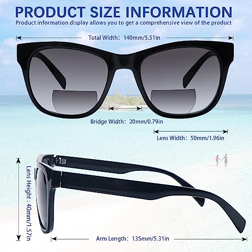 STASTEND 4 Pack Bifocal Reading Sunglasses for Women Men,UV400 Sun Readers Glasses (2 Black 2 DM, 1.00, multiplier_x)