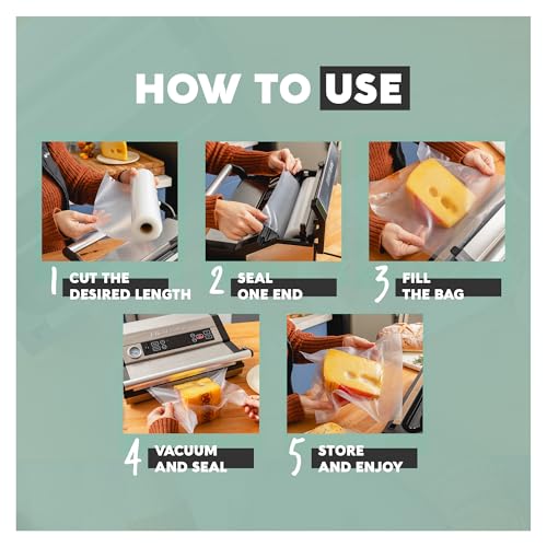 Avid Armor Vacuum Seal Rolls, Vac Seal Bags for Food Storage, Meal Saver Freezer Vacuum Sealer Bags, Sous Vide Bags Vacuum Sealer, Non-BPA Vacuum Sealer Bags, 8 inches by 50 feet, Pack of 2