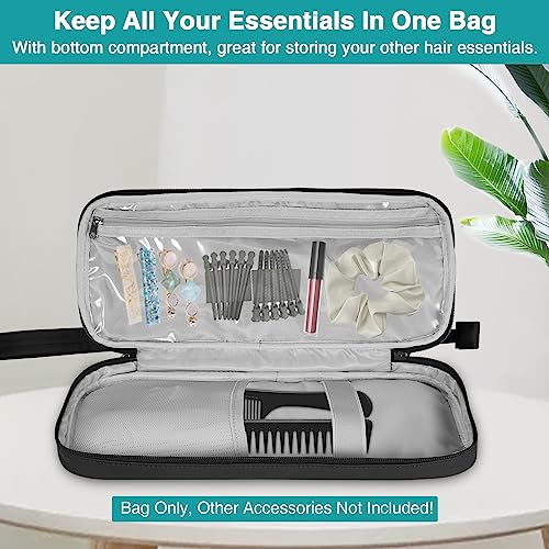SITHON Travel Case Compatible with Airwrap/Shark FlexStyle SpeedStyle, Water Resistant Double Layer Storage Carrying Organizer Bag w/Widely Opening for Dyson Supersonic (Bag Only) (Black)