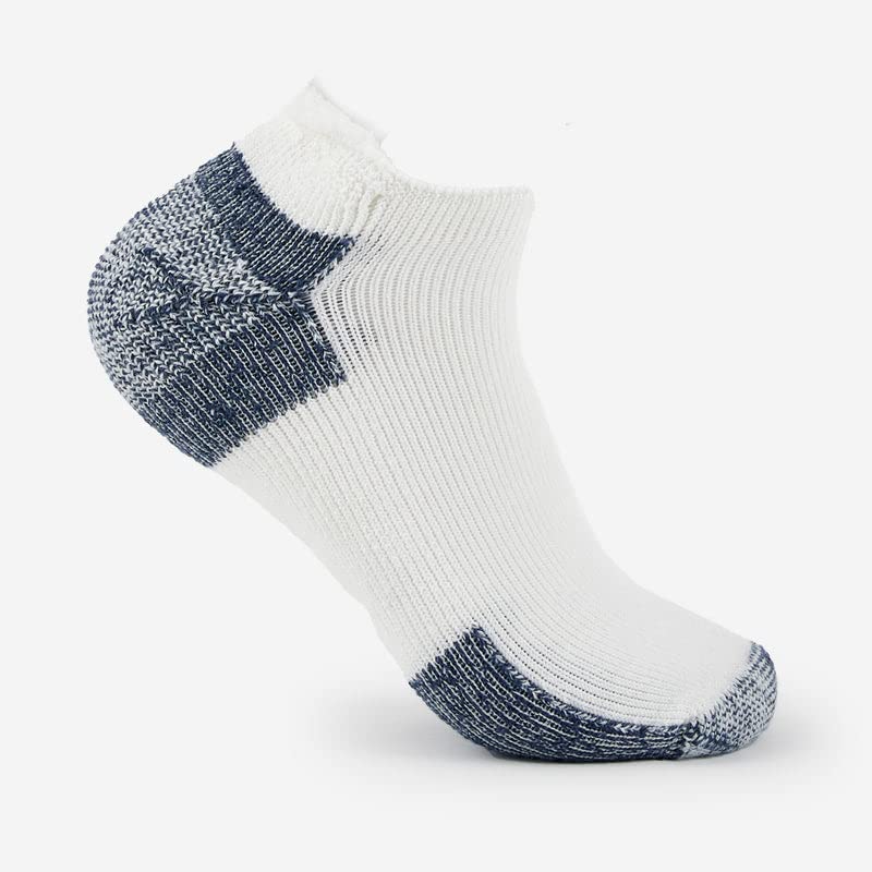 thorlos unisex adult Max Cushion J Rolltop Running Socks, White/Navy (6 Pairs), Large-I US