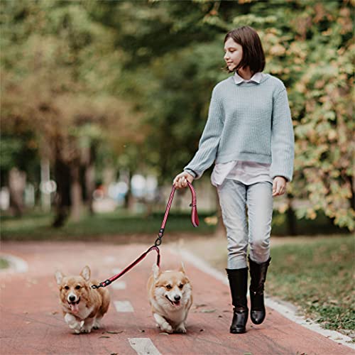 Kruz Double Dog Coupler - KZVX2-15S - Tangle Free Dog Walking and Training Dual Extension Coupler - Comfortable, Shock Absorbing - Reflective Bungee Coupler for Two Dogs - Blue - 5/8" x 14"