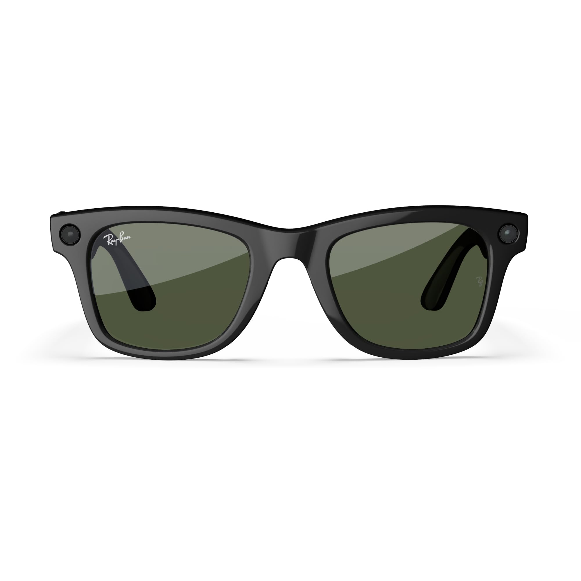 Ray-Ban Meta (Gen 1), Wayfarer, Shiny Black | Smart AI Glasses for Men, Women — 12 MP Ultra-Wide Camera, Open-Ear Speakers for Audio, Video Recording and Bluetooth — Green Lenses — Sunglasses