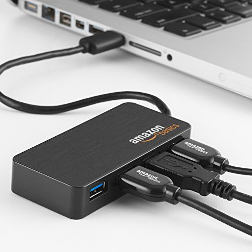 Amazon Basics 4 Port USB to USB 3.0 Hub with 5V/2.5A power adapter