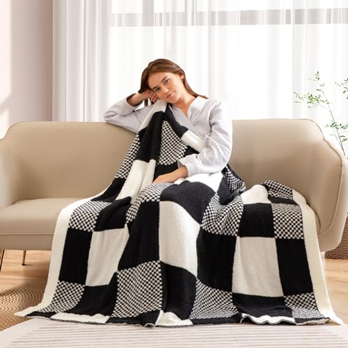 Snuggle Sac Christmas Red Blanket Twin Size, Ultra Soft Warm Fuzzy Knit Blanket Throws Dupes for Couch,Sofa, Bed, Heather Red, 60x80 inches