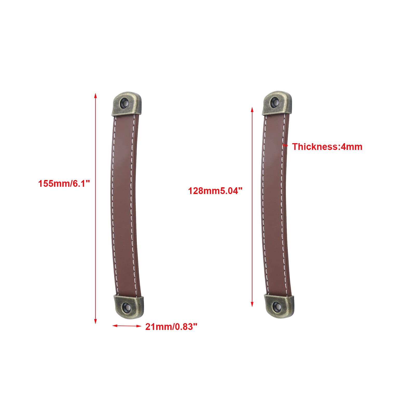 Semetall 10 Pack Leather Drawer Pulls,6.1" Length Cabinet Handles Pulls for Furniture Door Cupboard Dresser Handles 5" Hole Center,Brown