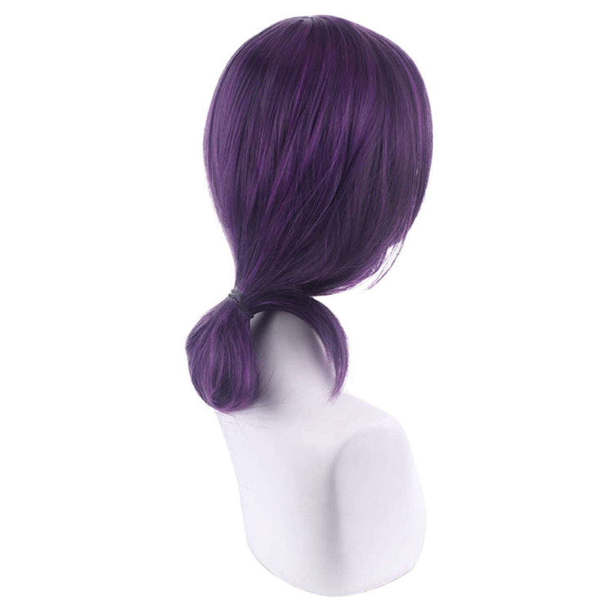 Anogol Hair Cap+Short Purple wig For anime cosplay Synthetic Hair with Bangs For Women Halloween Costumes Party