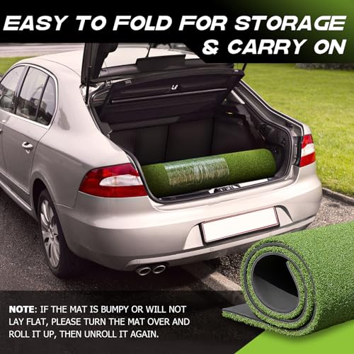 Bltend Golf Mat, Golf Hitting Mats Practice Outdoor Indoor, 5x3ft Golf Artificial Turf Practice Mat with Rubber Tees, 9 Golf Balls, 8 Golf Tees, Personal Driving Range Mat
