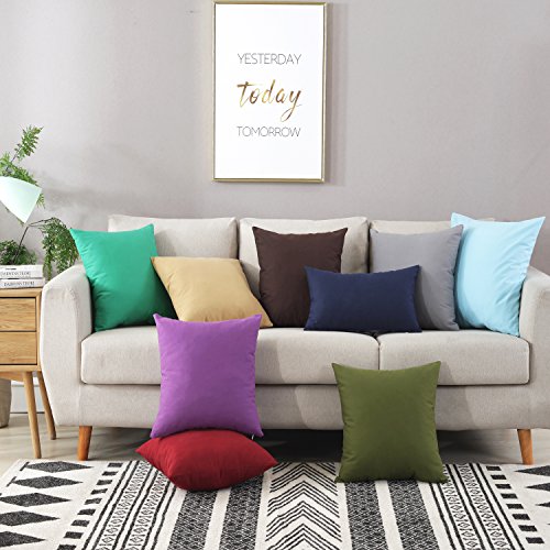 TAOSON Set of 2 Home Decorative 100% Cotton Canvas Square Throw Pillow Covers Cushion Case Solid Pillowcase with Hidden Zipper Closure Multiple Colors White 24 x 24 Inches 60x60cm