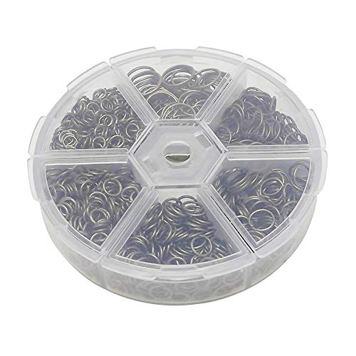 Libiline 1 Box 6000pcs 6 Colors Open Jump Ring Jewelry Keychain Making Repair with Open/Close Tool & 1pc Clear Box (Mix, 3mm)