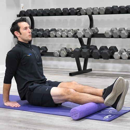OPTP PRO-Roller Standard Density Foam Roller – Medium Density Foam Roller for Physical Therapy, Pilates, Yoga Foam Roll Exercises, and Muscle Recovery - Purple 36" x 4"