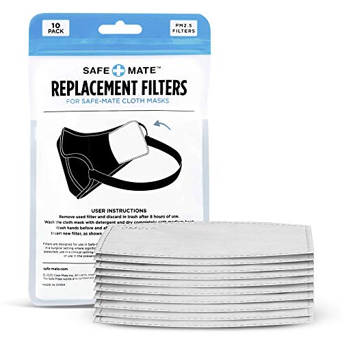 Safe-Mate (50 Pack) PM 2.5 Carbon Filter Replacement Inserts for Adult Cloth Masks (S/M) (L/XL) - 5 Layer Filters